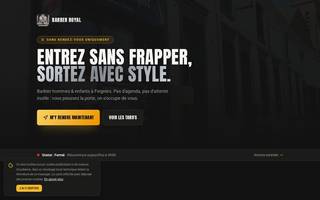 Page d'accueil du site Barber Royal : salon de barbier en Sambre-Avesnois avec prestations et prise de rendez-vous en ligne.