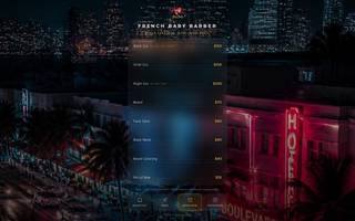 Page d'accueil du site French Baby Barber : barbier mobile et conciergerie à Miami et Miami Beach, tarifs des prestations et réservation en ligne.